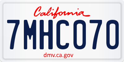 CA license plate 7MHC070