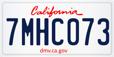 CA license plate 7MHC073