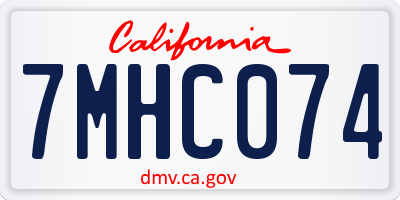 CA license plate 7MHC074