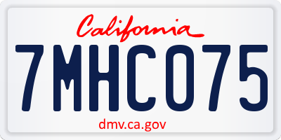 CA license plate 7MHC075