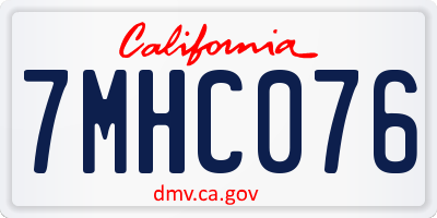 CA license plate 7MHC076