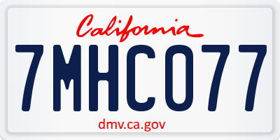 CA license plate 7MHC077