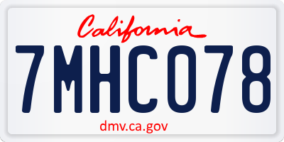 CA license plate 7MHC078