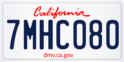 CA license plate 7MHC080