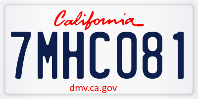 CA license plate 7MHC081