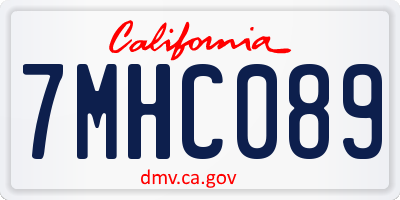 CA license plate 7MHC089