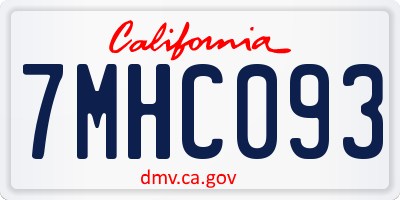 CA license plate 7MHC093