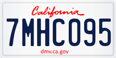 CA license plate 7MHC095