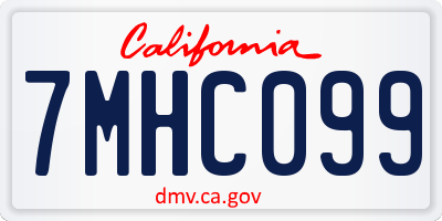 CA license plate 7MHC099
