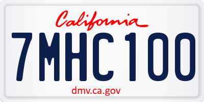 CA license plate 7MHC100