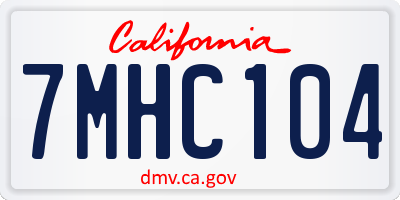 CA license plate 7MHC104