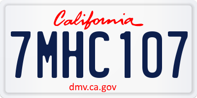 CA license plate 7MHC107