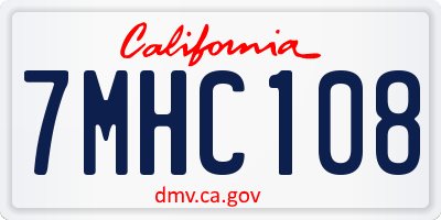 CA license plate 7MHC108