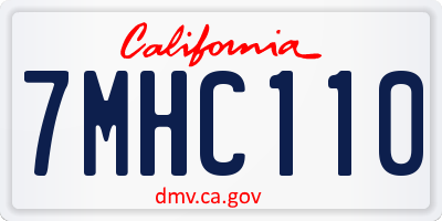 CA license plate 7MHC110