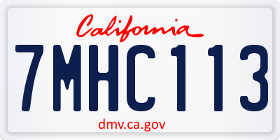 CA license plate 7MHC113