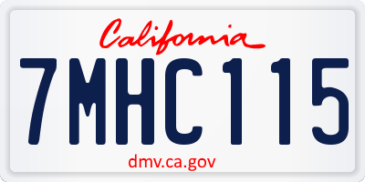 CA license plate 7MHC115