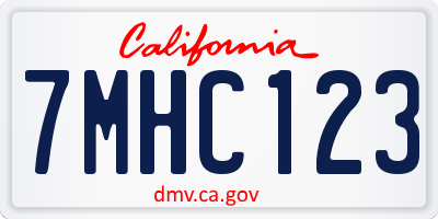 CA license plate 7MHC123