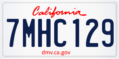 CA license plate 7MHC129