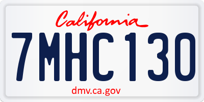 CA license plate 7MHC130