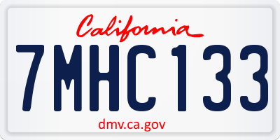 CA license plate 7MHC133