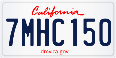 CA license plate 7MHC150