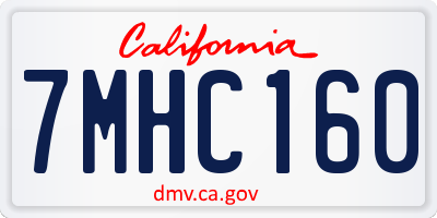 CA license plate 7MHC160