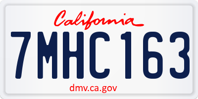 CA license plate 7MHC163