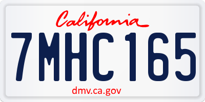 CA license plate 7MHC165