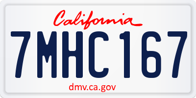 CA license plate 7MHC167
