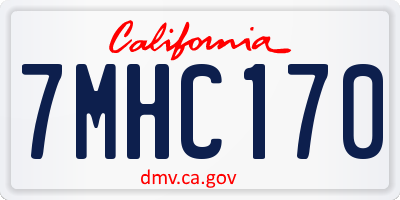 CA license plate 7MHC170