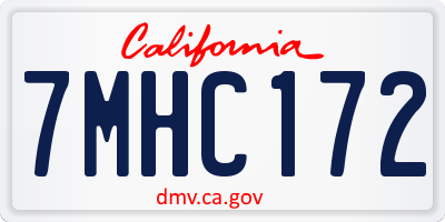 CA license plate 7MHC172