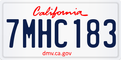 CA license plate 7MHC183