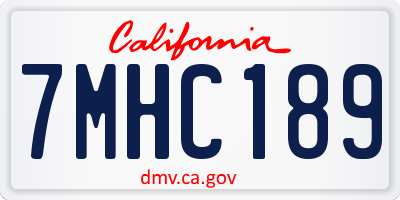 CA license plate 7MHC189