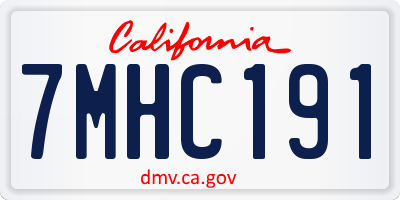 CA license plate 7MHC191