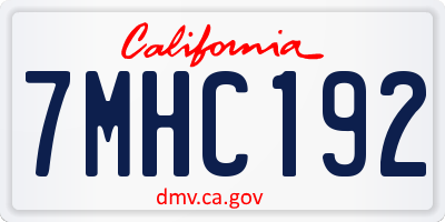 CA license plate 7MHC192