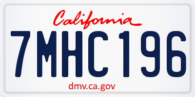CA license plate 7MHC196