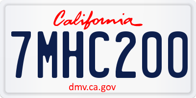 CA license plate 7MHC200