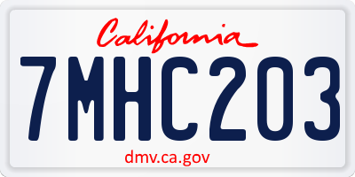CA license plate 7MHC203