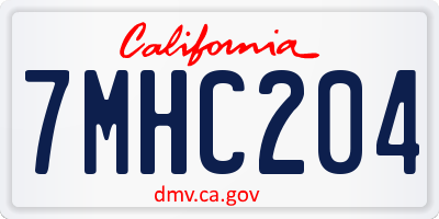 CA license plate 7MHC204
