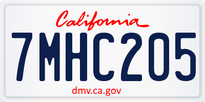 CA license plate 7MHC205