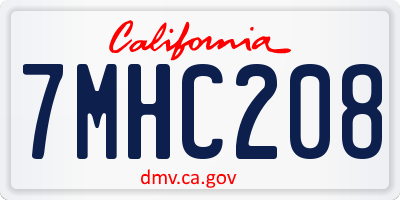 CA license plate 7MHC208