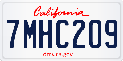 CA license plate 7MHC209
