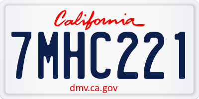 CA license plate 7MHC221