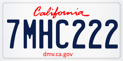 CA license plate 7MHC222