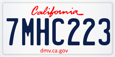 CA license plate 7MHC223