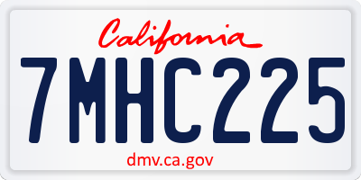 CA license plate 7MHC225
