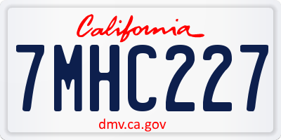 CA license plate 7MHC227