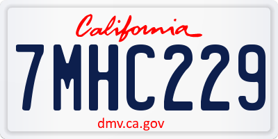 CA license plate 7MHC229