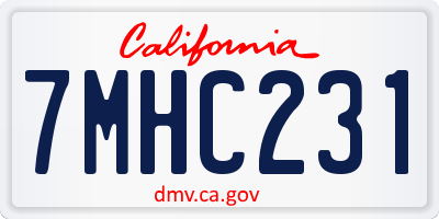 CA license plate 7MHC231