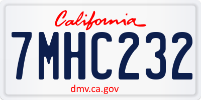 CA license plate 7MHC232